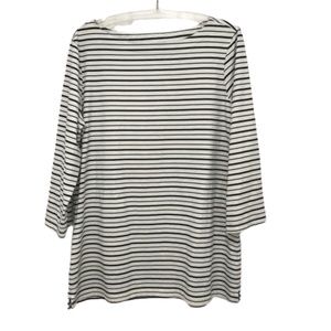LL Bean 3/4 Sleeve Boat Neck Striped Size Medium